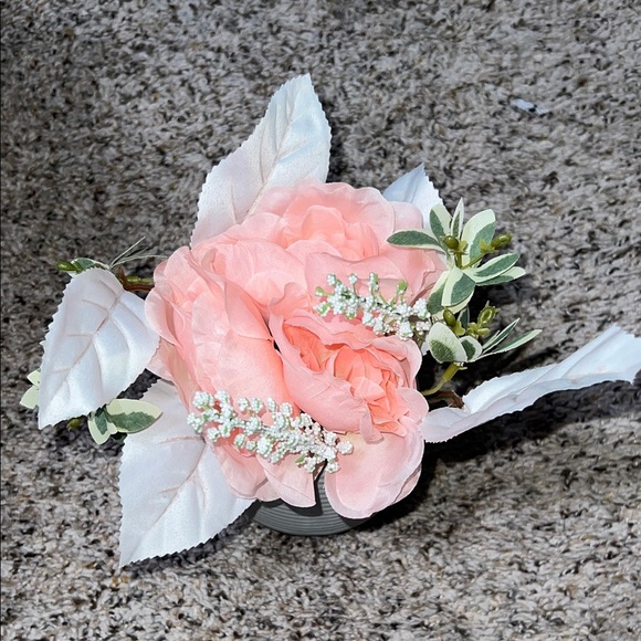 Elegant Pink Floral Arrangement in Gray Vase - Picture 2 of 3